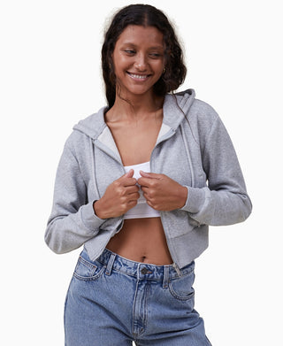 Cotton On Cropped Zip Top for Women in Black Size Medium