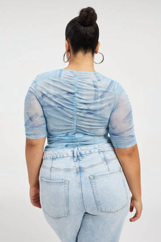 Good American - Ruched Mesh Top