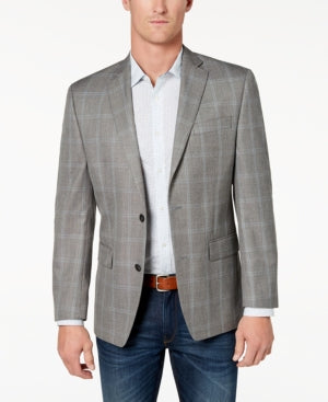 Michael Kors Men's Classic-Fit Grey Plaid Sport Coat