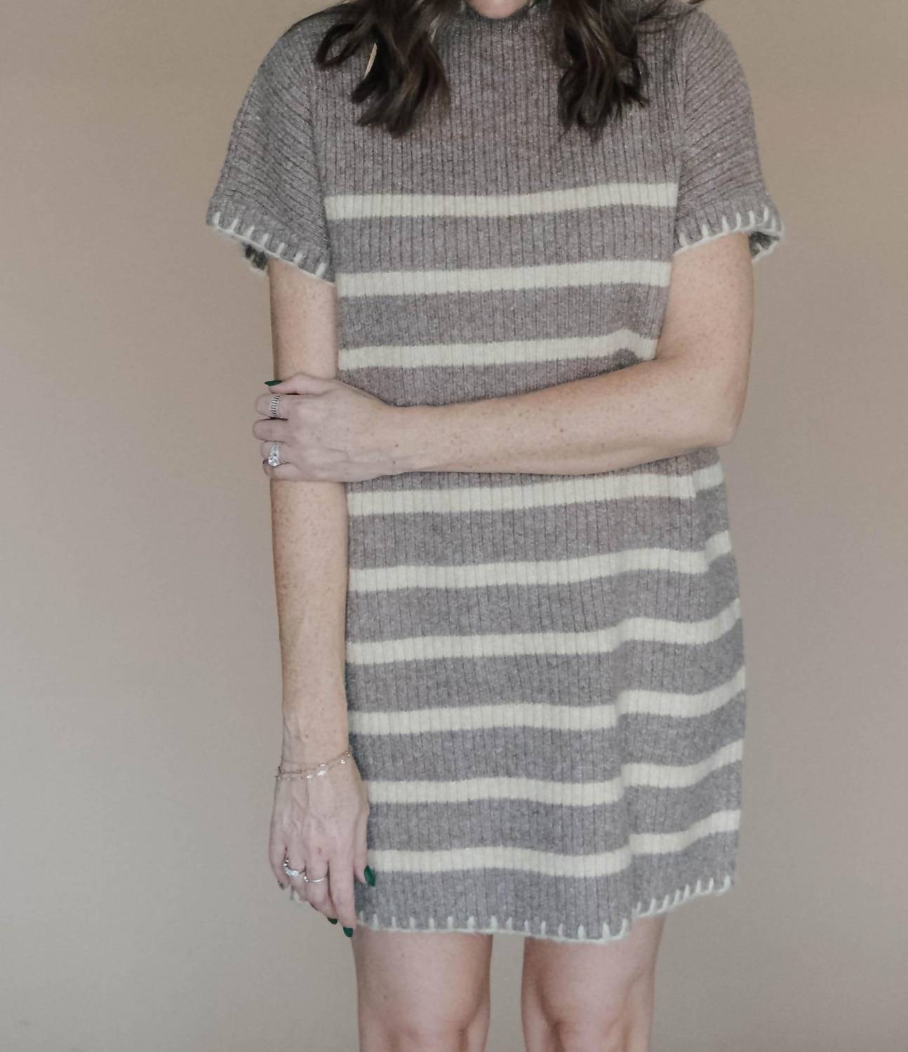 Entro - Stitched & Striped Sweater Dress