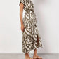 Apricot - Zebra Print Tie Midi Dress