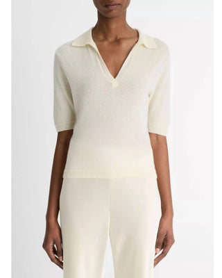 Vince - Cashmere Silk Short Sleeve Polo Sweater