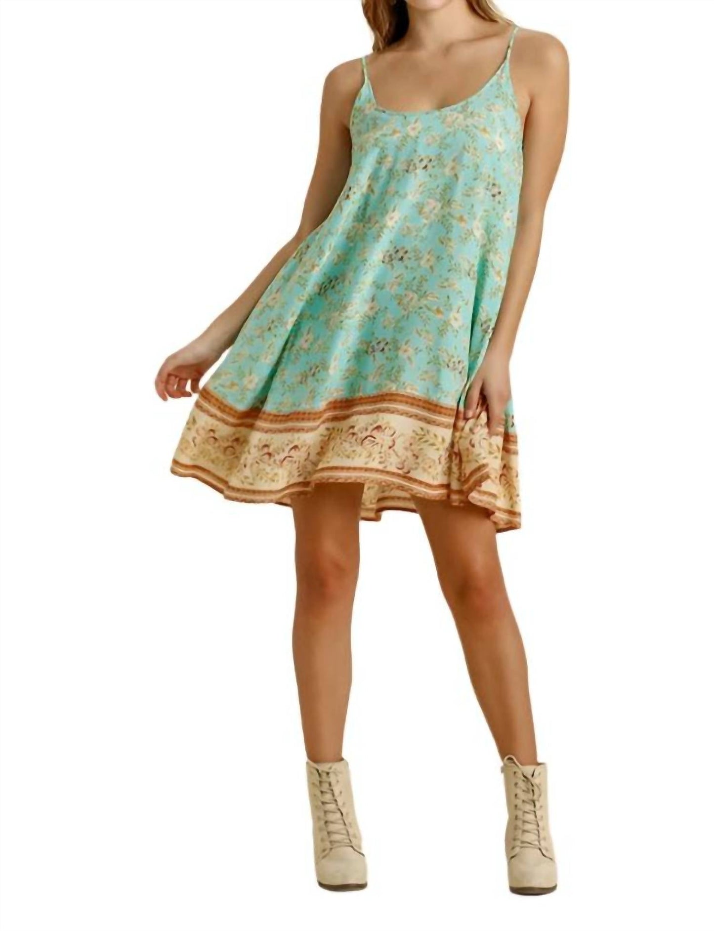 Umgee - Floral Spaghetti Strap Flowy Dress