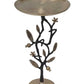 13.8x13.8x24 Black and Gold Aluminum Side Table with Pomegranate Design
