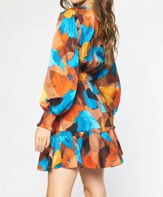 Entro - Printed Long Sleeve Mini Dress