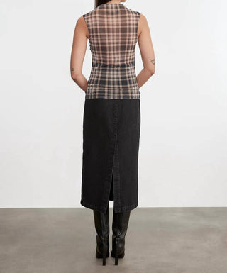 Enza Costa - Plaid Mesh Sleeveless Twist Top
