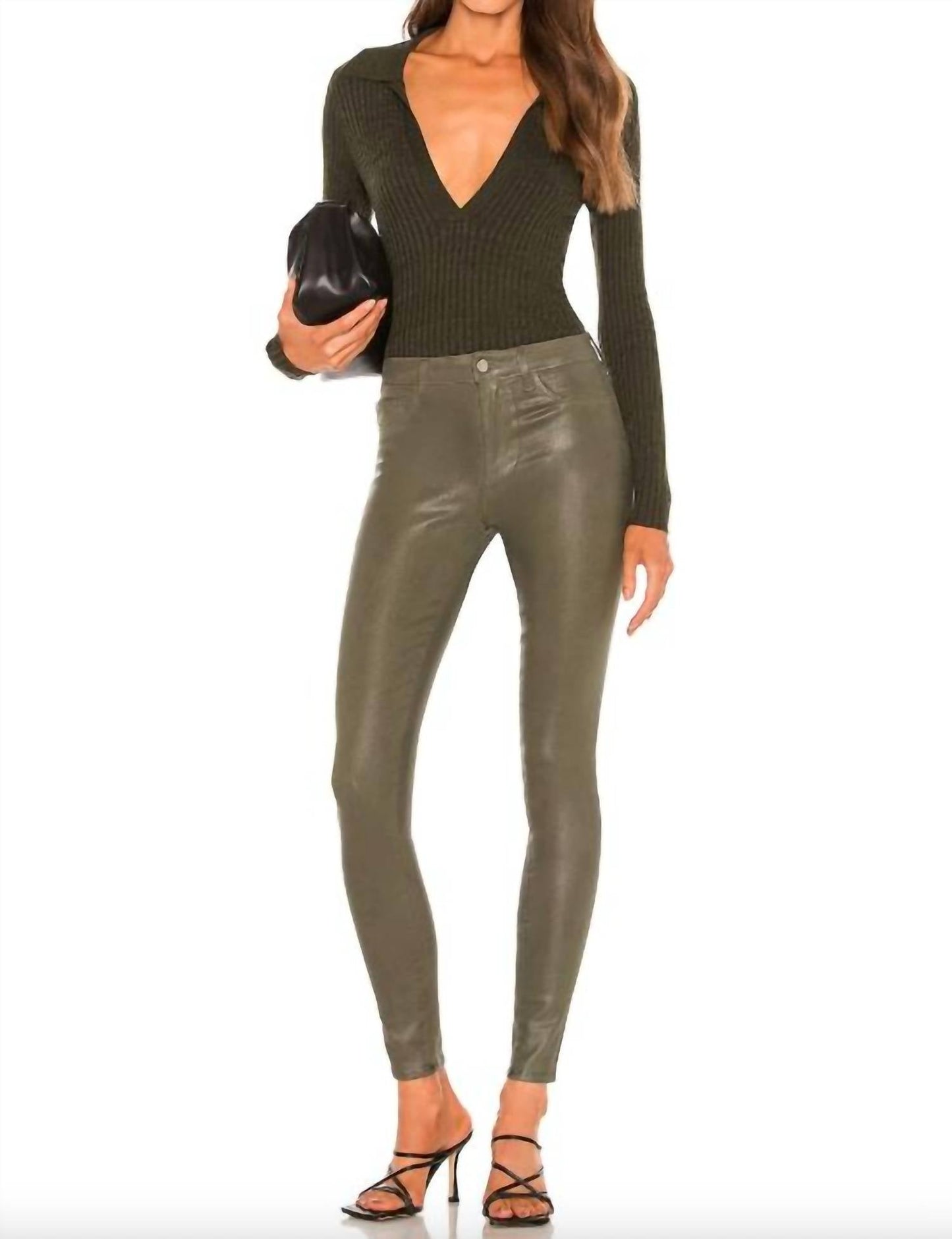 L'Agence - Margot Coated High Rise Skinny Jeans