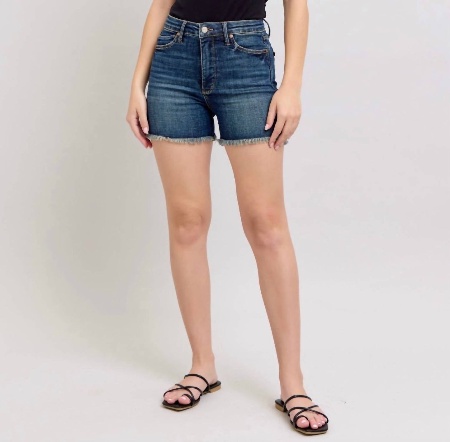 Judy Blue - High Waist Tummy Control Fray Hem Shorts