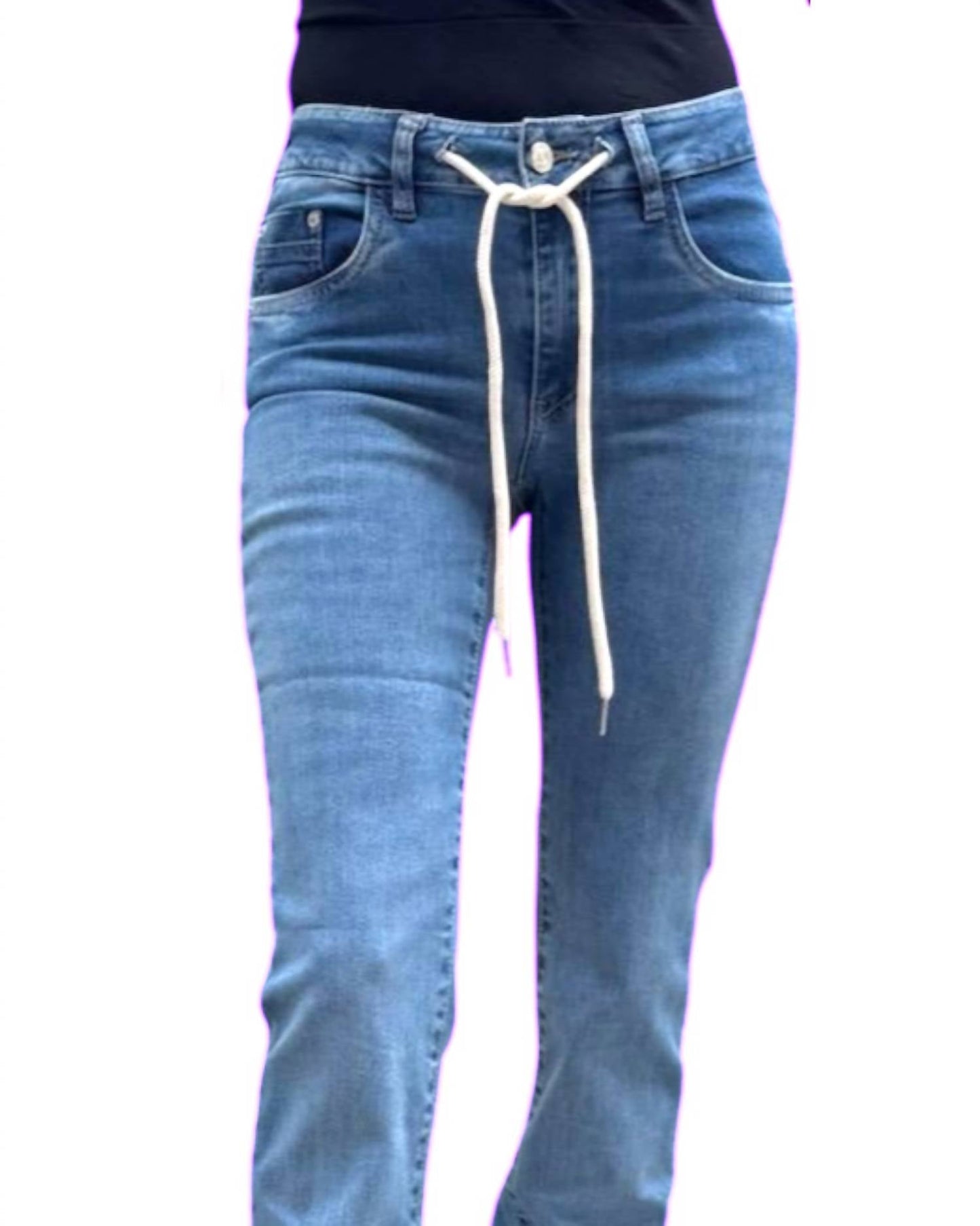 Bevy Flog - Lindsey Drawstring Flare Denim Pant
