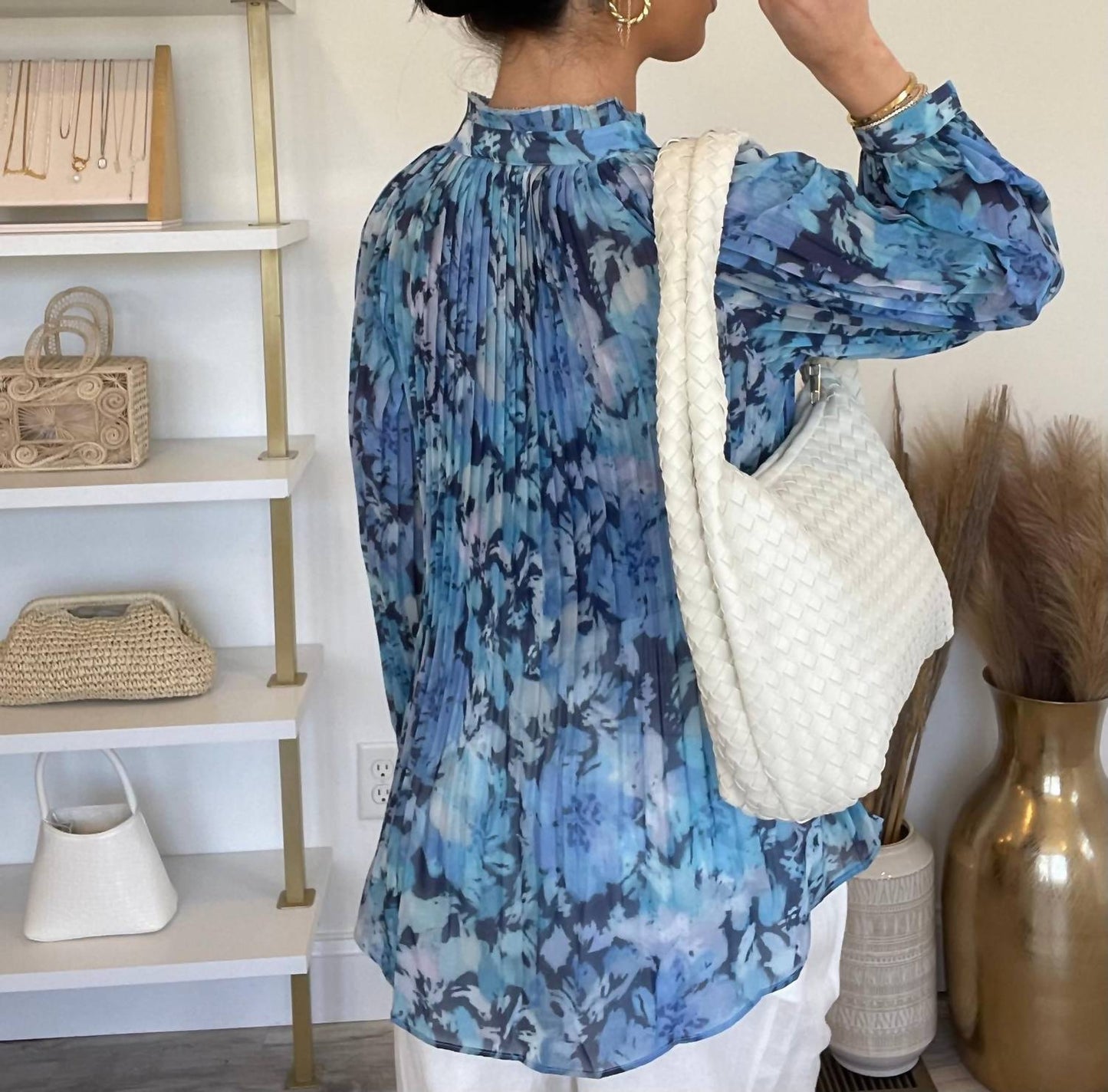 Lucy Paris - Amaya Pleated Puff Sleeve Floral Top