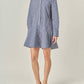English Factory - Stripe Collar Flared Skirt Dress