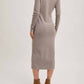 Bluivy - V-neck Button Down Striped Midi Dress