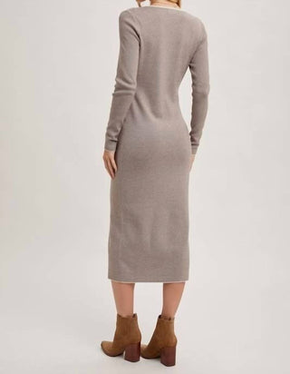 Bluivy - V-neck Button Down Striped Midi Dress