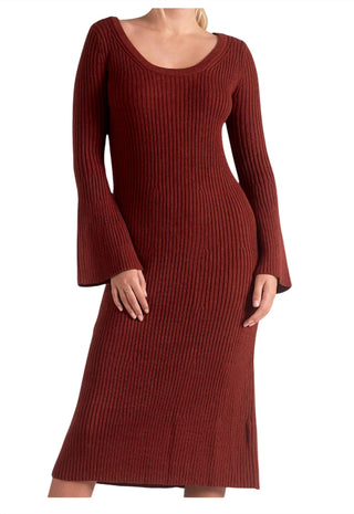 Elan - Crewneck Ribbed Sweater Dress