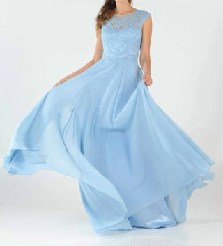 Poly Usa - Long Embroidered Cap Sleeve Dress