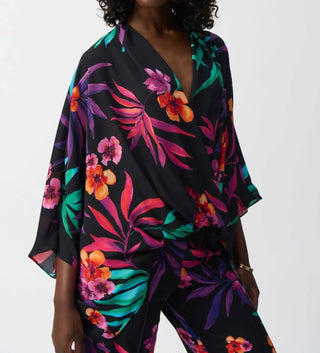 Joseph Ribkoff - Tropical Print Surplice Top
