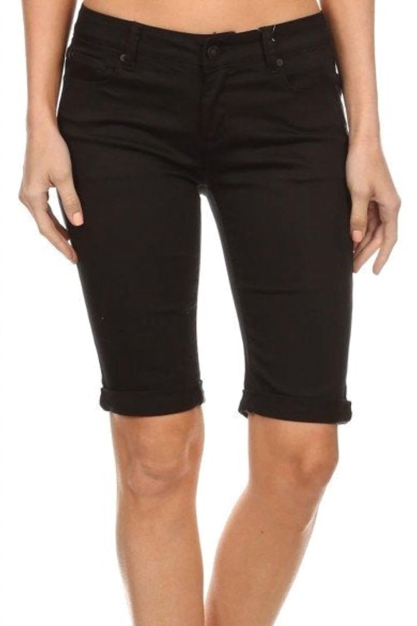 Enjean - Women's Classic Rolled Solid Bermuda Shorts