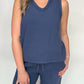 Bobi - V- Neck Raw Edge Tank Top