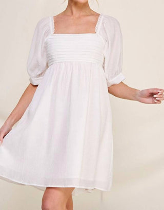 Allie Rose - Textured Puff Sleeve Babydoll Dress