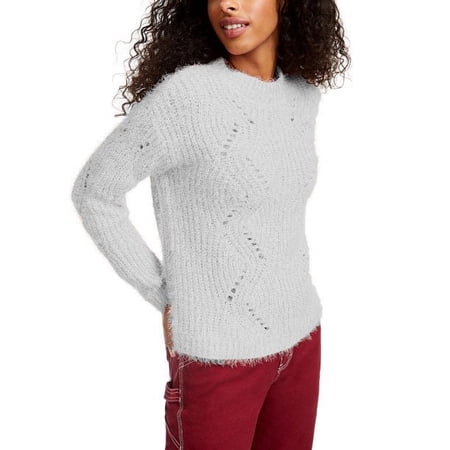 Freshman Juniors  Pointelle Chenille Sweater Charcoal Size Medium
