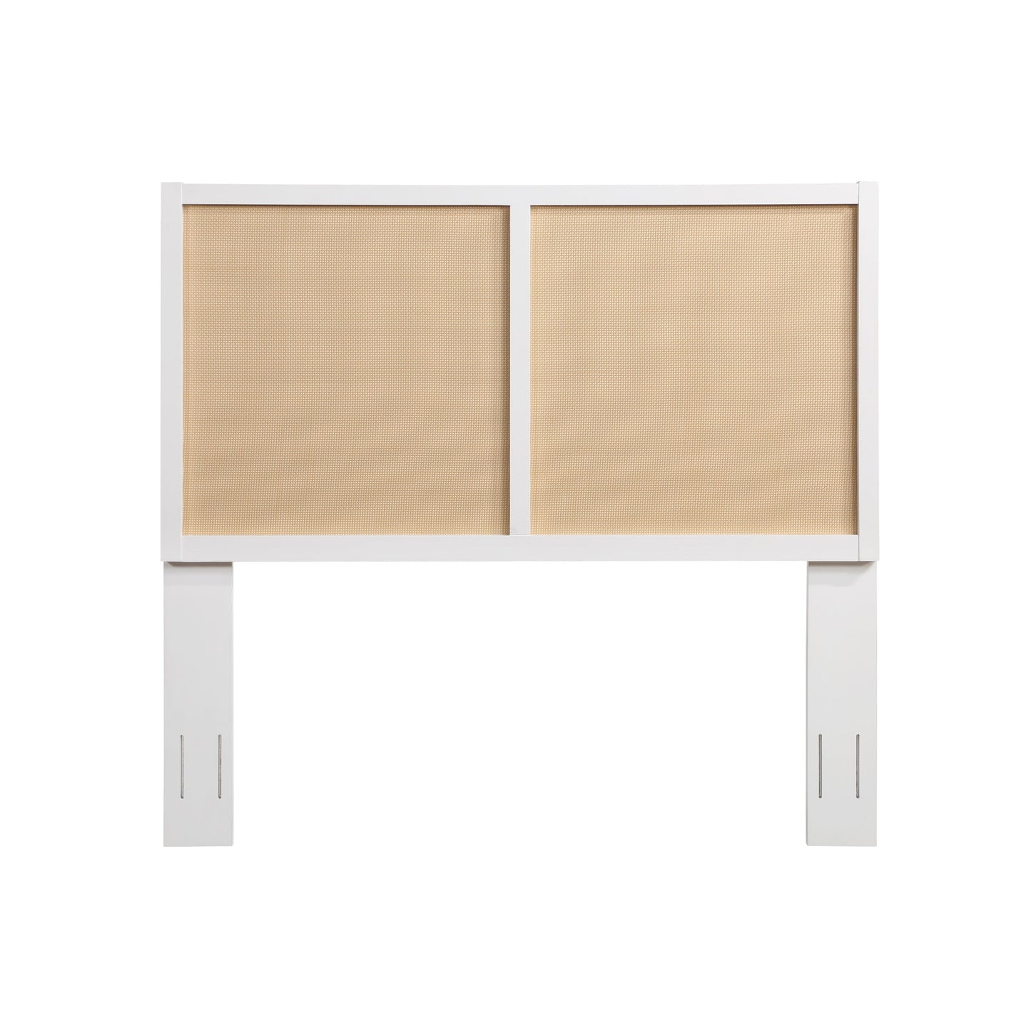 Barkley Cane and Solid Wood Headboard in White with Adjustable Height for Queen/Full Beds