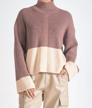 Elan - Vivianne Color Block Mock Neck