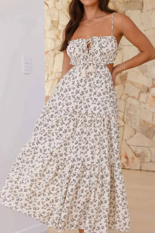 Trendsi - Cutout Printed Sleeveless Midi Cami Dress