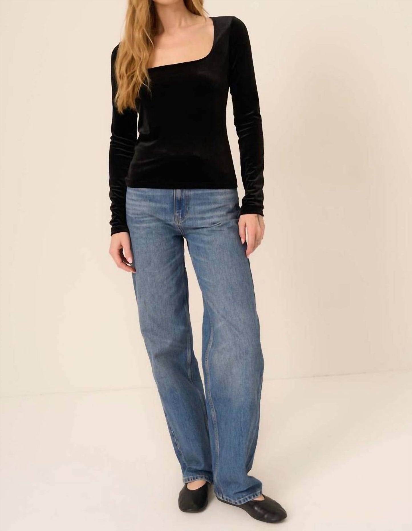 Project Social T - Dream Come True Square Neck Velvet Long Sleeve Top