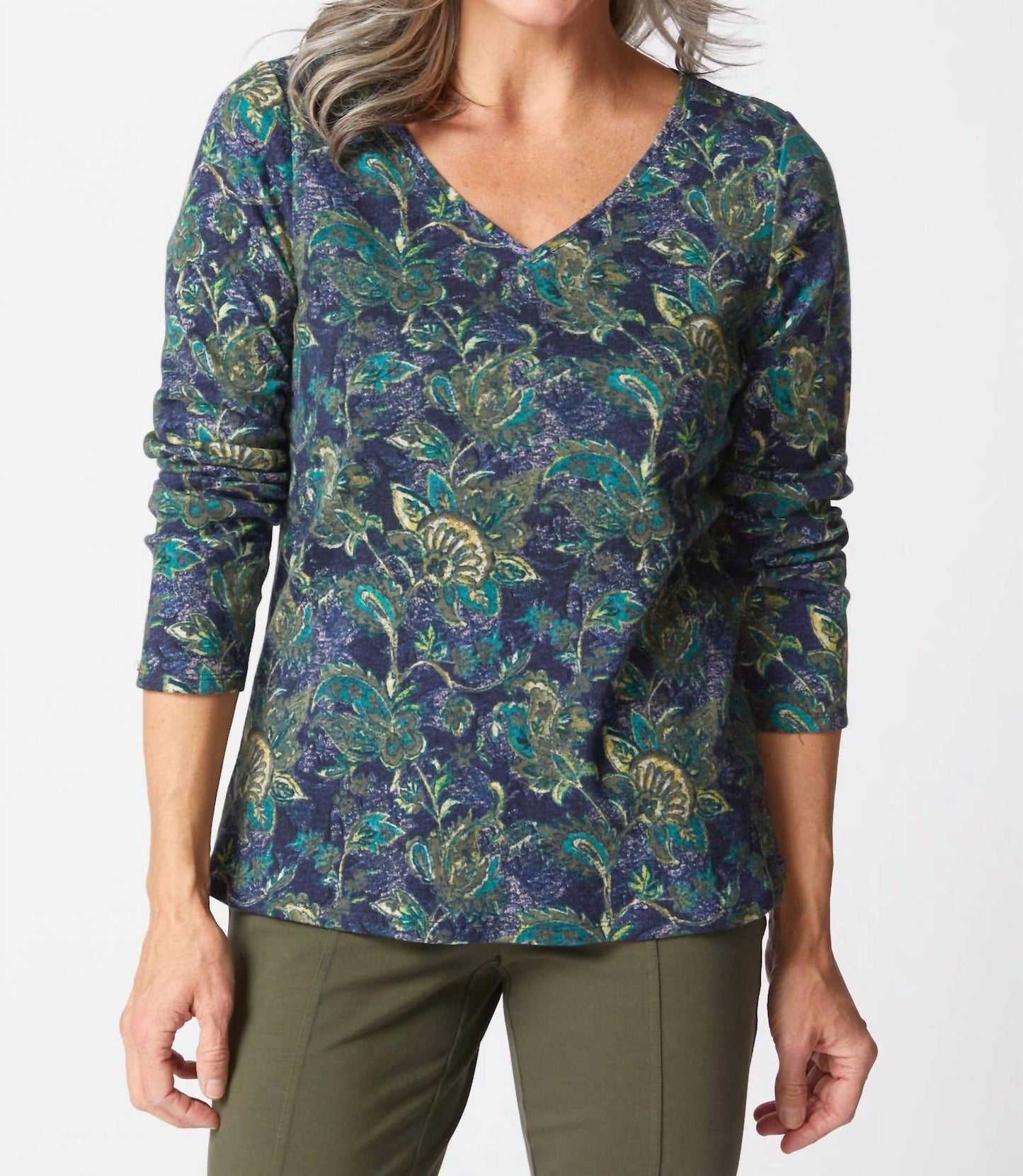 Habitat - Cozy Rib Paisley Easy V-Neck Tee
