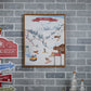 Framed Dog Ski Resort Print 20"H
