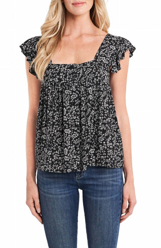 Cece - Floral Ruffle Sleeveless Top