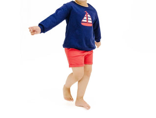 Angel Dear - Sailboat Terry Sweatshirt And Paperbag Short Set