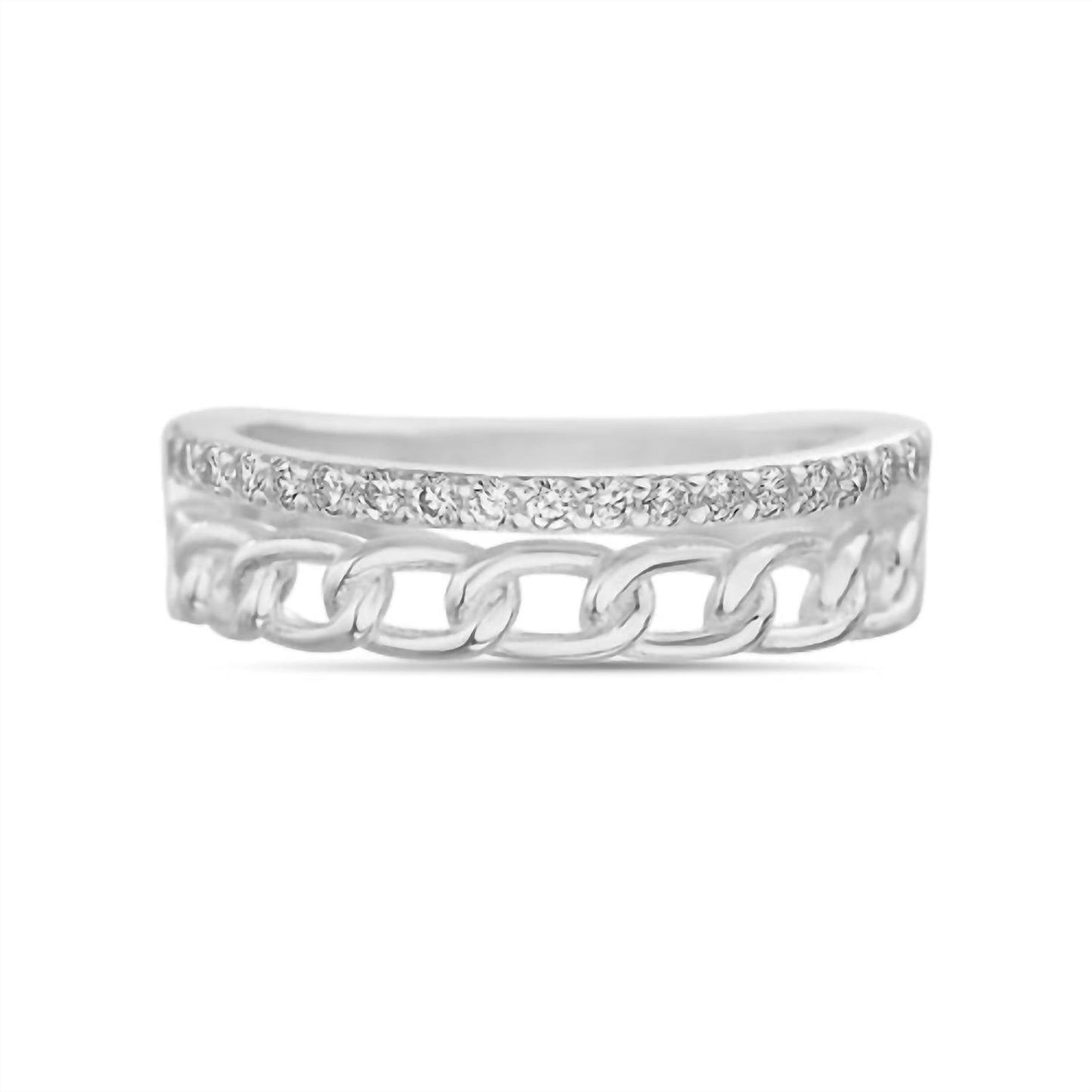 Allyanna Gifts - Women's Cubic Zirconia Band & Cuban Link Split Band Ring