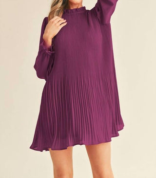 &Merci - Pleated High Neck Mini Dress