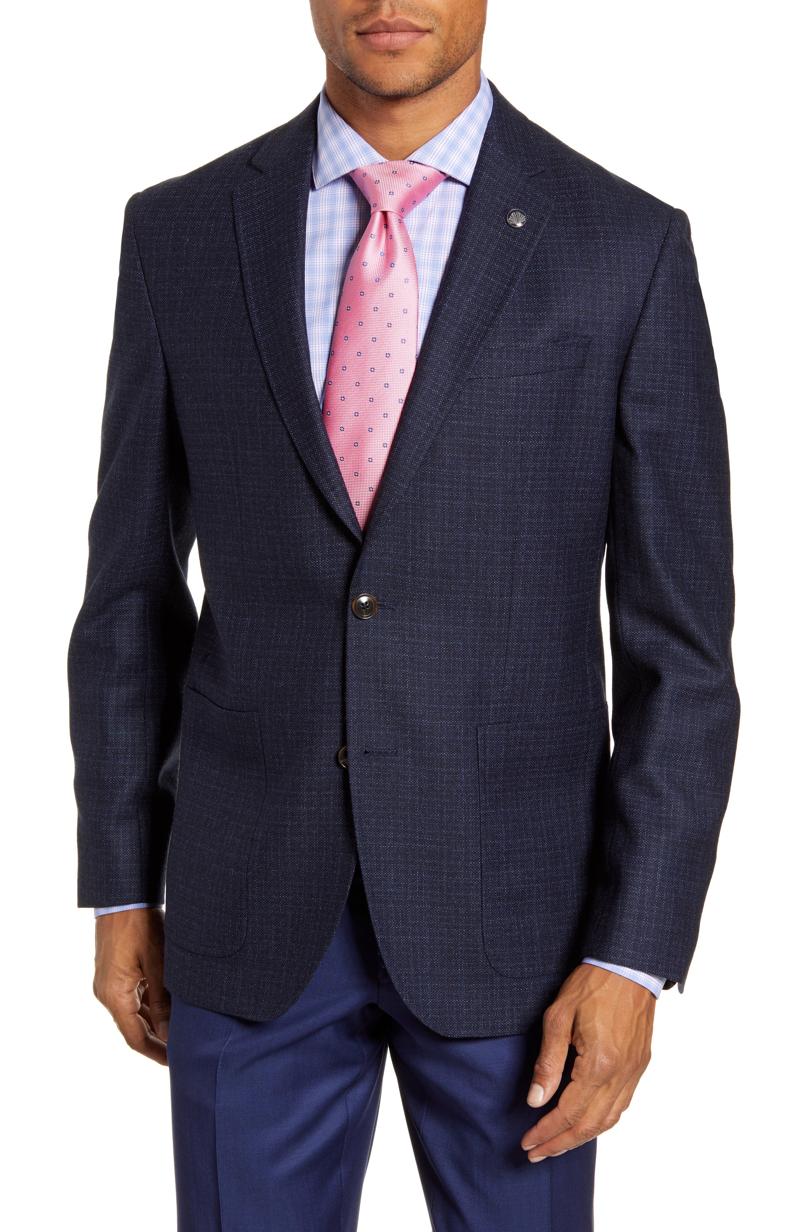 Men's Ted Baker London Kyle Trim Fit Solid Wool Sport Coat, Size 46 L - Blue