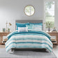 8 Piece Printed Seersucker Comforter and Quilt Set Collection Aqua Full/Queen