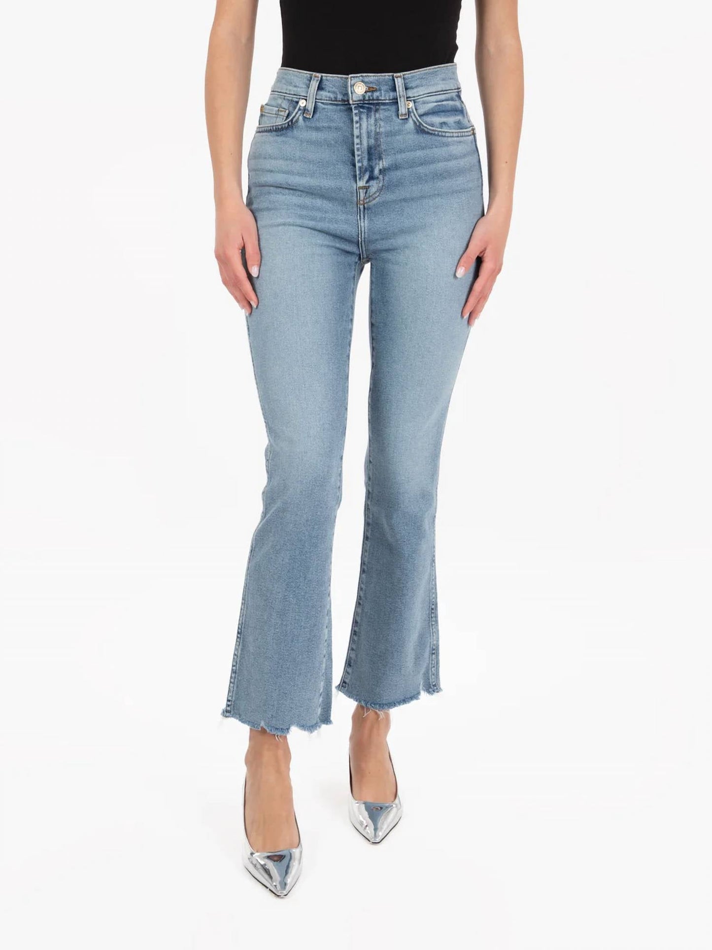 7 For All Mankind - Pre-loved High Rise Skim Kick With Raw Cut Jeans