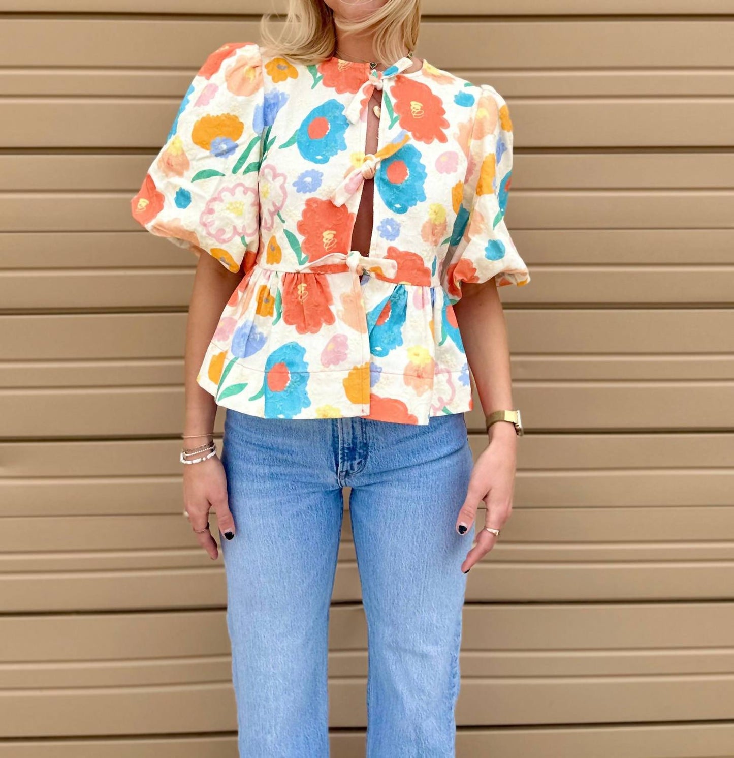Aureum - April Front Tie Floral Top