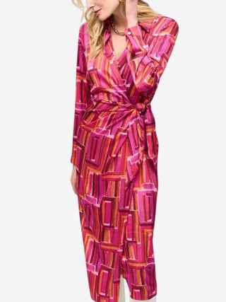 Joseph Ribkoff - Satin Geometric Print Wrap Dress