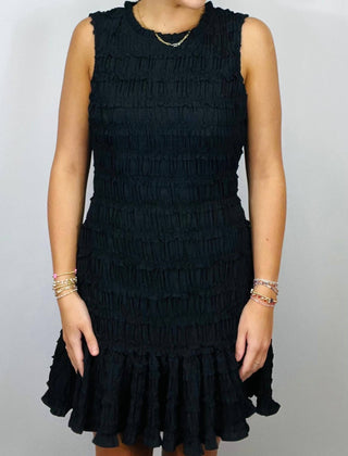 Miou Muse - Ruched Ruffle Tiered Mini Dress