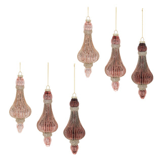 Ribbed Glass Drop Ornament (Set of 6)