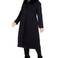 Forecaster Women's Fox Faux Collar Maxi Coat Black Size 16W