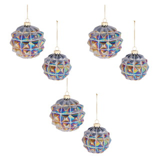 Iridescent Textured Glass Ornament (Set of 6)