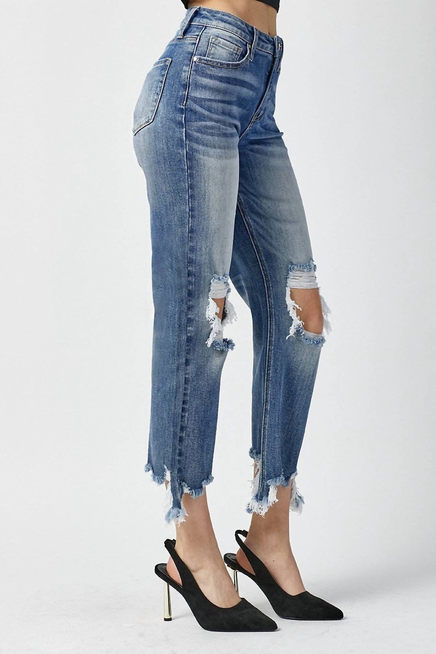 Risen - High Rise Straight Crop Jeans