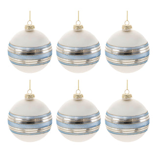 Striped Glass Ball Ornament (Set - 6)