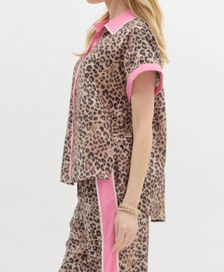 Entro - Leopard Button Up Top