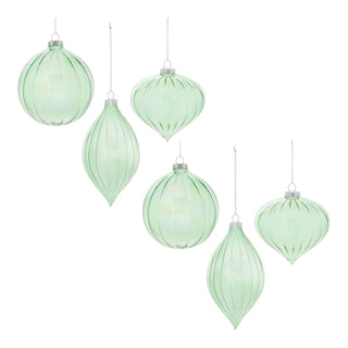 Iridescent Ribbed Glass Ornament (Set of 6)