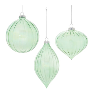 Iridescent Ribbed Glass Ornament (Set of 6)