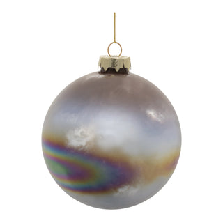Iridescent Glass Ball Ornament (Set of 12), Brown; Gray