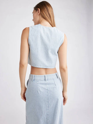 Self Contrast - Lin Crop Denim Vest